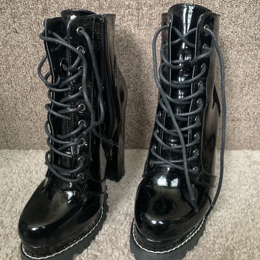 black platform heels